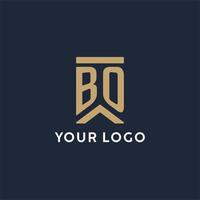 logo monogramme initial bo dans un style rectangulaire avec des côtés incurvés vecteur