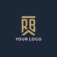 logo monogramme initial rb dans un style rectangulaire avec des côtés incurvés vecteur