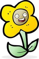 fleur de dessin animé de personnage de doodle vecteur