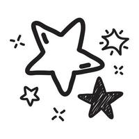 étoiles vectorielles dessinées à la main dans un style doodle sur fond blanc. peut être utilisé comme motif ou élément autonome. pinceau marqueur faible vecteur