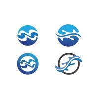 logo de forme ronde isolé. logotype de couleur bleue. image de l'eau qui coule. mer, océan, surface fluviale. vecteur