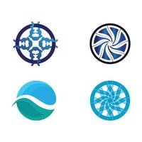 logo de forme ronde isolé. logotype de couleur bleue. image de l'eau qui coule. mer, océan, surface fluviale. vecteur