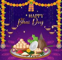 conception d'affiche heureuse bhai dooj vecteur