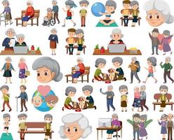 collection d'icônes de personnes âgées vecteur