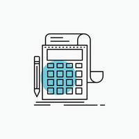 comptabilité. Audit. bancaire. calcul. icône de ligne de calculatrice vecteur