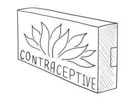 illustration vectorielle de contour noir et blanc de pilules contraceptives vecteur