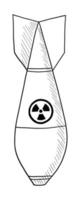 illustration vectorielle de contour noir et blanc d'une bombe nucléaire vecteur