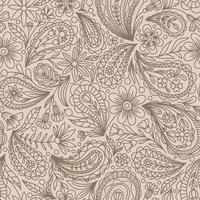 fond transparent vecteur beige avec motif de contour paisley marron