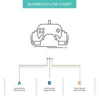 Jeu. jeu. portable. divertissement. conception d'organigramme d'entreprise d'application en 3 étapes. icône de ligne pour le modèle d'arrière-plan de présentation place pour le texte vecteur