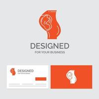 modèle de logo d'entreprise pour la grossesse. Enceinte. bébé. obstétrique. mère. cartes de visite orange avec modèle de logo de marque. vecteur