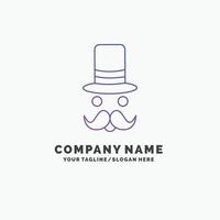 moustache. branché. movember. Père Noël. modèle de logo d'entreprise chapeau violet. place pour le slogan vecteur