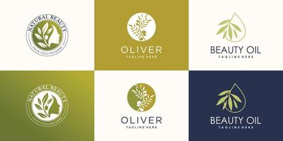 collection de logo d'huile d'olive et de beauté pour le vecteur premium de l'entreprise