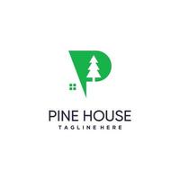vecteur de conception de logo de maison de pin avec le concept de lettre p