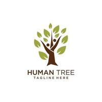 icône de logo humain et arbre avec vecteur premium de conception de concept moderne