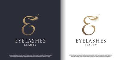 logo de beauté des cils avec vecteur premium de style lettre e