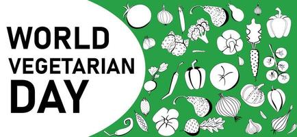 carte postale vectorielle de la journée mondiale des végétariens dans un style doodle. vecteur