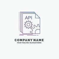 API. application. codage. développeur. modèle de logo d'entreprise violet logiciel. place pour le slogan vecteur