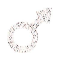 grand groupe de personnes silhouette entassées en forme de signe de genre isolé sur fond blanc. illustration vectorielle vecteur