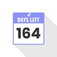 164 jours restants icône de compte à rebours des ventes. 164 jours restants bannière promotionnelle vecteur