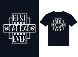 meilleures illustrations de papa chat pour la conception de t-shirts prêts à imprimer vecteur