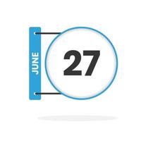 icône du calendrier du 27 juin. date, mois calendrier icône illustration vectorielle vecteur