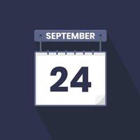 Icône du calendrier du 24 septembre. 24 septembre calendrier date mois icône vecteur illustrateur