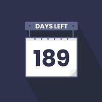 189 jours restants compte à rebours pour la promotion des ventes. 189 jours restants avant la bannière de vente promotionnelle vecteur
