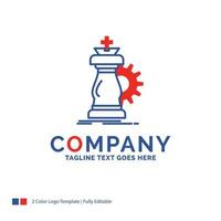 création de logo de nom d'entreprise pour la stratégie. jeu d'échecs. cheval. Chevalier. Succès. conception de nom de marque bleu et rouge avec place pour le slogan. modèle de logo créatif abstrait pour petites et grandes entreprises. vecteur