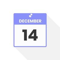 icône du calendrier du 14 décembre. date, mois calendrier icône illustration vectorielle vecteur