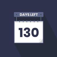 130 jours restants compte à rebours pour la promotion des ventes. 130 jours restants avant la bannière de vente promotionnelle vecteur