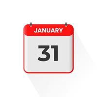 Icône du calendrier du 31 janvier. 31 janvier calendrier date mois icône vecteur illustrateur