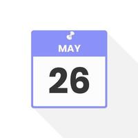 icône du calendrier du 26 mai. date, mois calendrier icône illustration vectorielle vecteur