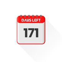 icône de compte à rebours 171 jours restants pour la promotion des ventes. bannière de vente promotionnelle 171 jours restants vecteur