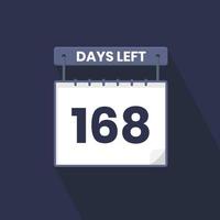 168 jours restants compte à rebours pour la promotion des ventes. 168 jours restants avant la bannière de vente promotionnelle vecteur