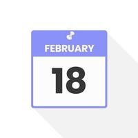 icône du calendrier du 18 février. date, mois calendrier icône illustration vectorielle vecteur