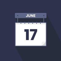 Icône du calendrier du 17 juin. 17 juin calendrier date mois icône vecteur illustrateur