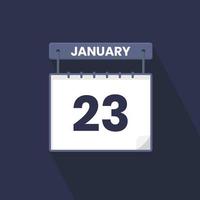 Icône de calendrier du 23 janvier. 23 janvier calendrier date mois icône vecteur illustrateur