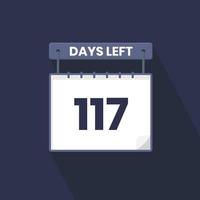 117 jours restants compte à rebours pour la promotion des ventes. 117 jours restants avant la bannière de vente promotionnelle vecteur