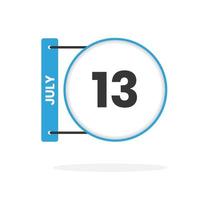 icône du calendrier du 13 juillet. date, mois calendrier icône illustration vectorielle vecteur