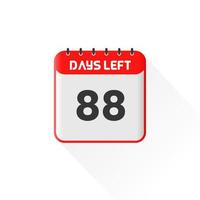 icône de compte à rebours 88 jours restants pour la promotion des ventes. bannière de vente promotionnelle 88 jours restants vecteur