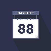 88 jours restants compte à rebours pour la promotion des ventes. 88 jours restants avant la bannière de vente promotionnelle vecteur