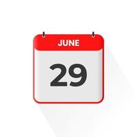 Icône de calendrier du 29 juin. 29 juin calendrier date mois icône vecteur illustrateur