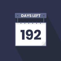 192 jours restants compte à rebours pour la promotion des ventes. 192 jours restants avant la bannière de vente promotionnelle vecteur