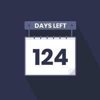 124 jours restants compte à rebours pour la promotion des ventes. 124 jours restants avant la bannière de vente promotionnelle vecteur