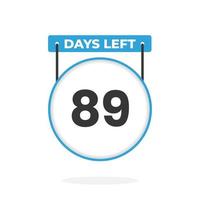 89 jours restants compte à rebours pour la promotion des ventes. 89 jours restants avant la bannière de vente promotionnelle vecteur