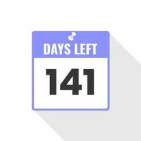 141 jours restants icône de compte à rebours des ventes. 141 jours restants bannière promotionnelle vecteur