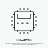 processeur. Matériel. l'ordinateur. pc. icône de la technologie. symbole gris de vecteur de ligne pour ui et ux. site web ou application mobile