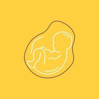 bébé. grossesse. Enceinte. obstétrique. icône remplie de ligne plate de fœtus. beau bouton logo sur fond jaune pour ui et ux. site web ou application mobile vecteur