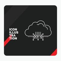 fond de présentation créative rouge et noir pour le cloud. l'informatique. Les données. hébergement. icône de ligne de réseau vecteur