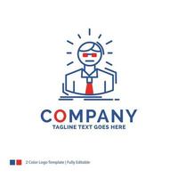 création du logo du nom de l'entreprise pour le gestionnaire. employé. docteur. la personne. homme d'affaire. conception de nom de marque bleu et rouge avec place pour le slogan. modèle de logo créatif abstrait pour petites et grandes entreprises. vecteur